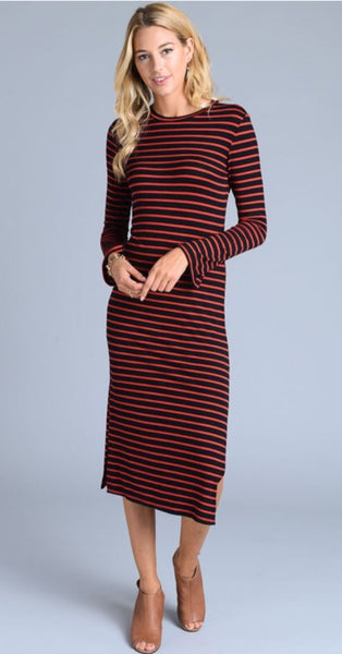 Striped Midi Dress - The Green Shelf Boutique