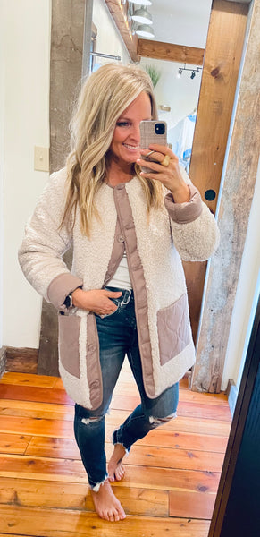 Rana Quilted Reversible Sherpa Coat