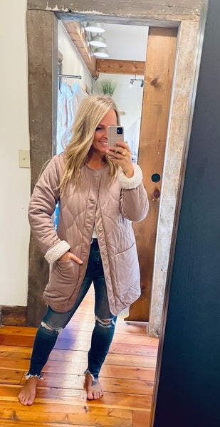 Rana Quilted Reversible Sherpa Coat