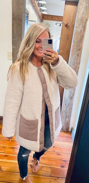 Rana Quilted Reversible Sherpa Coat