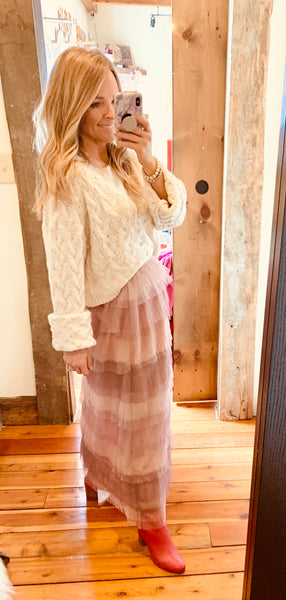 Multi Pink-Toned Maxi Skirt